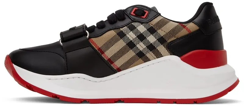Burberry Black Leather Vintage Check Sneakers (8038184)