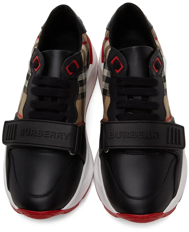 Burberry Black Leather Vintage Check Sneakers (8038184)