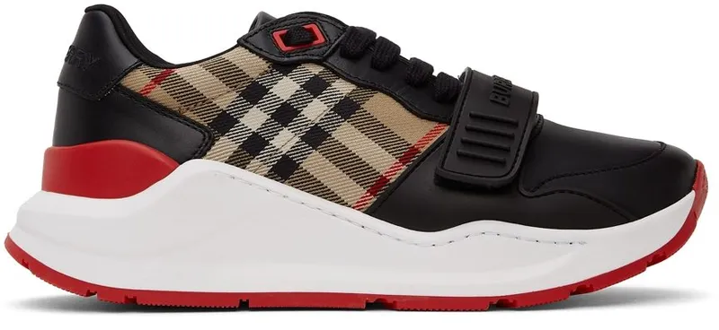 Burberry Black Leather Vintage Check Sneakers (8038184)