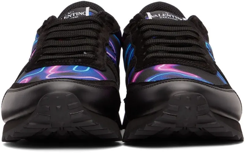Valentino Garavani Black Neon Camo Rockrunner Sneakers (XY2S0723KHJ)