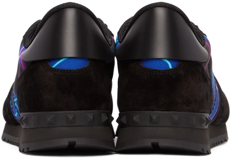 Valentino Garavani Black Neon Camo Rockrunner Sneakers (XY2S0723KHJ)