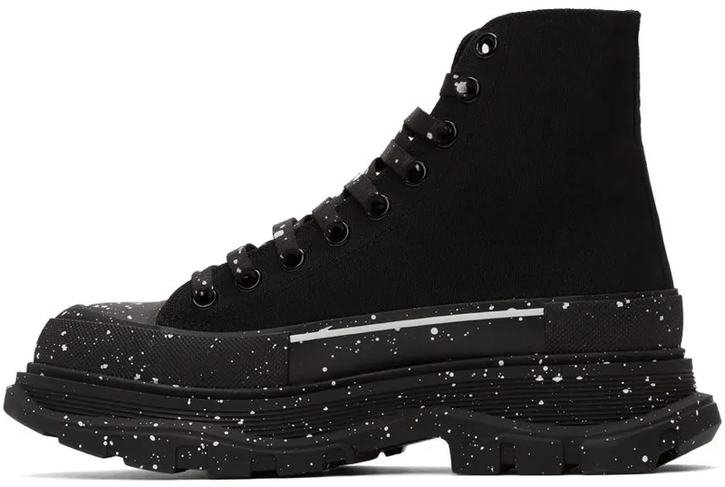 Alexander McQueen Black Paint Tread Slick High Sneakers (682413W4MVI)