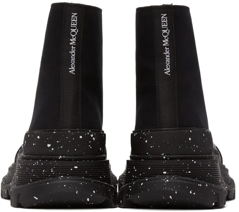 Alexander McQueen Black Paint Tread Slick High Sneakers (682413W4MVI)