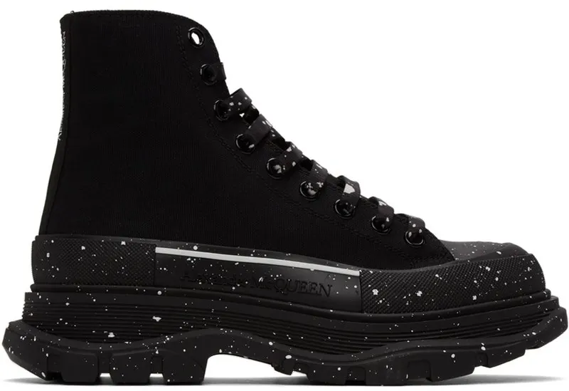 Alexander McQueen Black Paint Tread Slick High Sneakers (682413W4MVI)