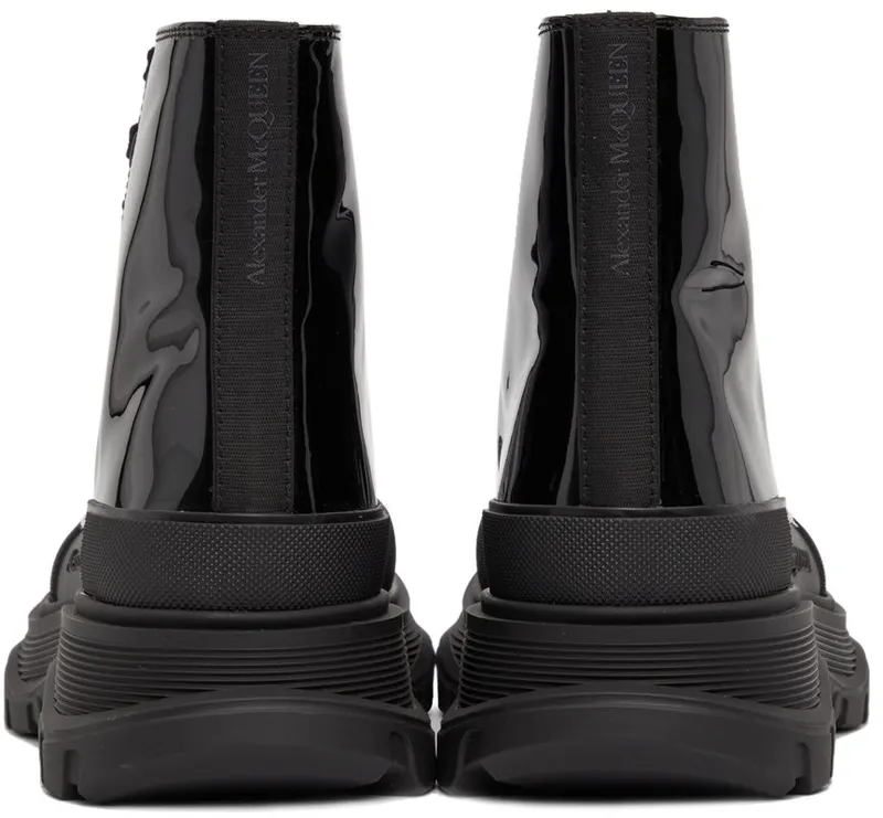 Alexander McQueen Black Patent Tread Slick High Sneakers (668775WIA35)