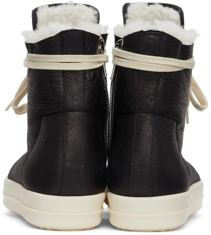 Rick Owens Black Shearling High Sneakers (RU02A5890 LSHC)