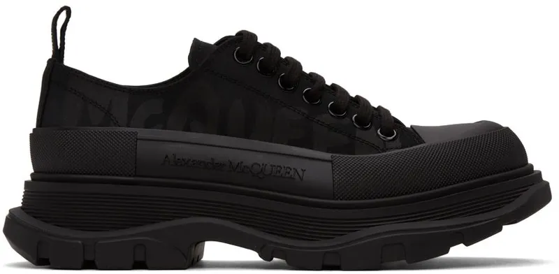 Alexander McQueen White & Black Tread Slick Graffiti Sneakers (682421W4RQ2)