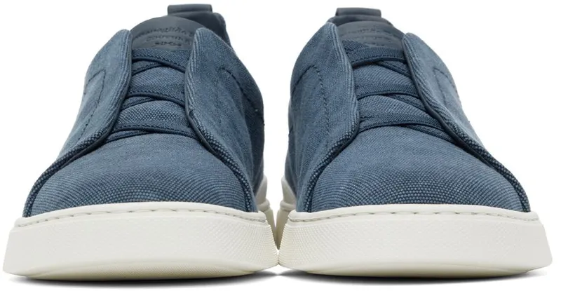 Ermenegildo Zegna Blue Canvas Triple Stitch Sneakers (LHTYE-A4841X)