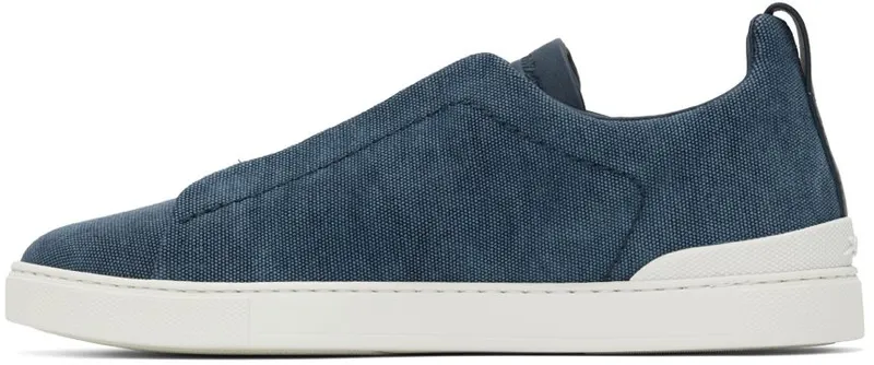 Ermenegildo Zegna Blue Canvas Triple Stitch Sneakers (LHTYE-A4841X)