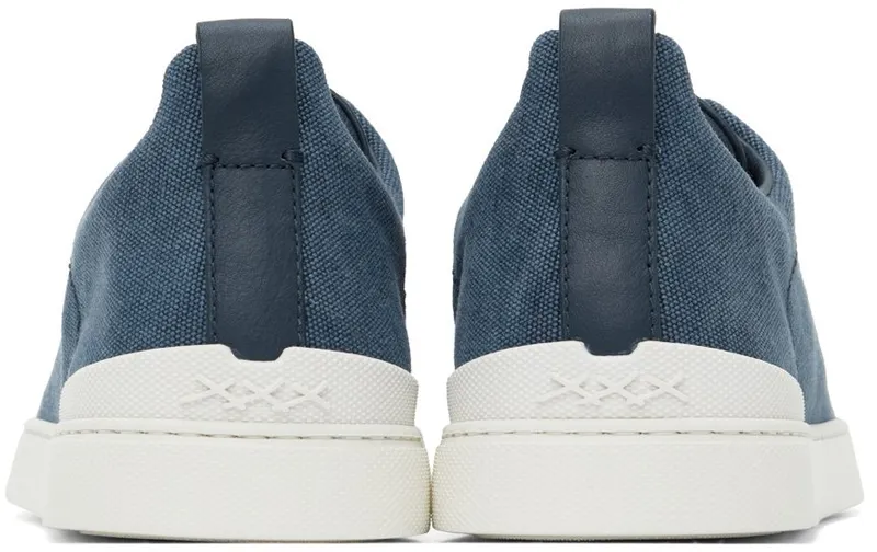 Ermenegildo Zegna Blue Canvas Triple Stitch Sneakers (LHTYE-A4841X)