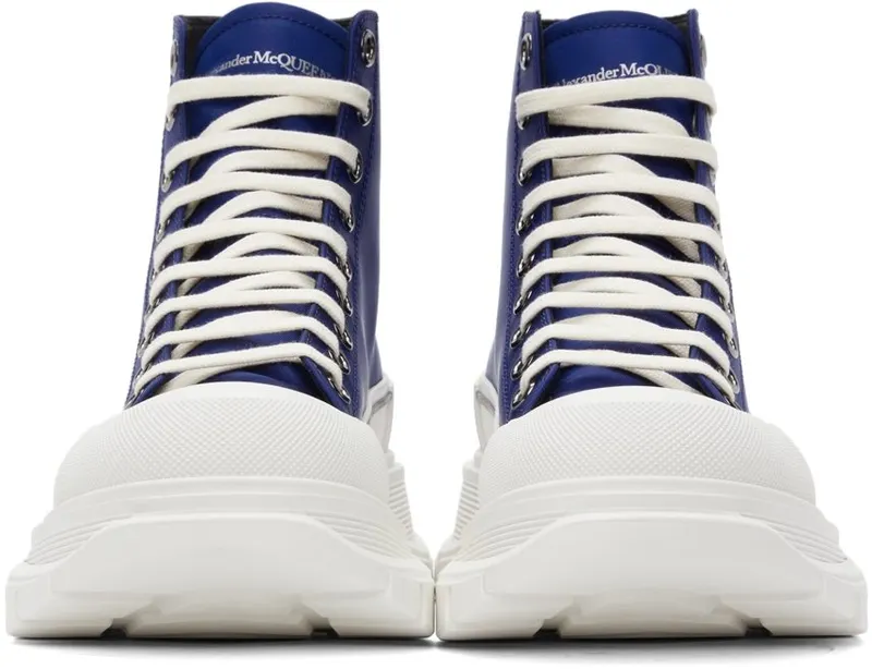 Alexander McQueen Blue Tread Slick High Sneakers (604254W4IF1)
