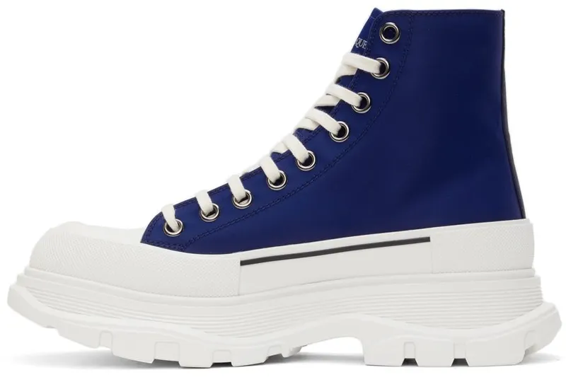 Alexander McQueen Blue Tread Slick High Sneakers (604254W4IF1)