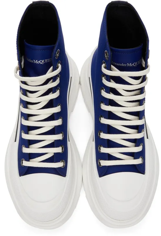 Alexander McQueen Blue Tread Slick High Sneakers (604254W4IF1)