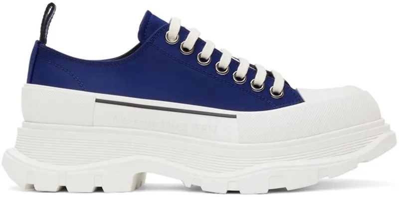 Alexander McQueen Blue Tread Slick Low Sneakers (604257W4IF1)
