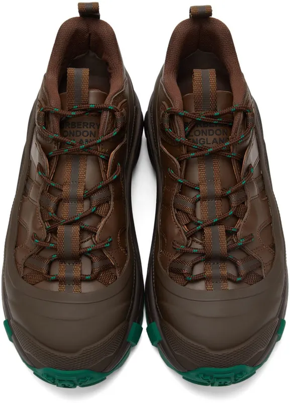 Burberry Brown & Green Arthur Sneakers (8045701)