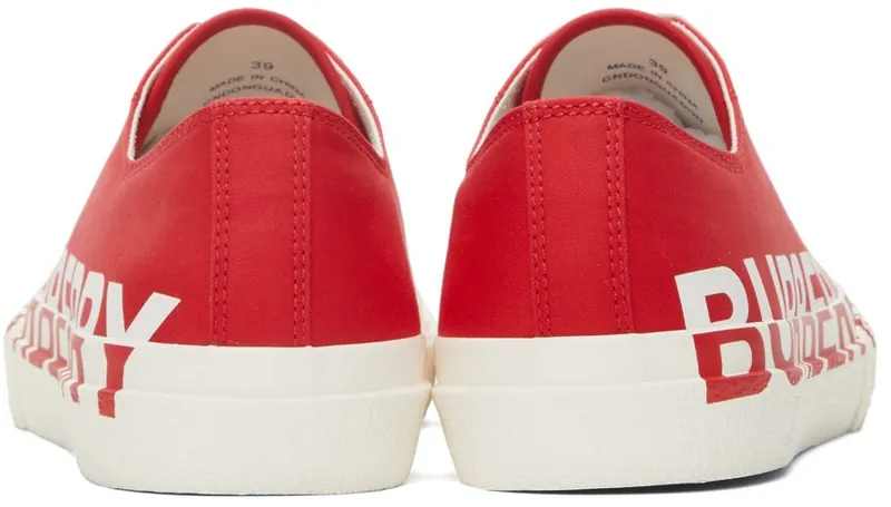 Burberry Gabardine Logo Print Low Sneakers (8045303)