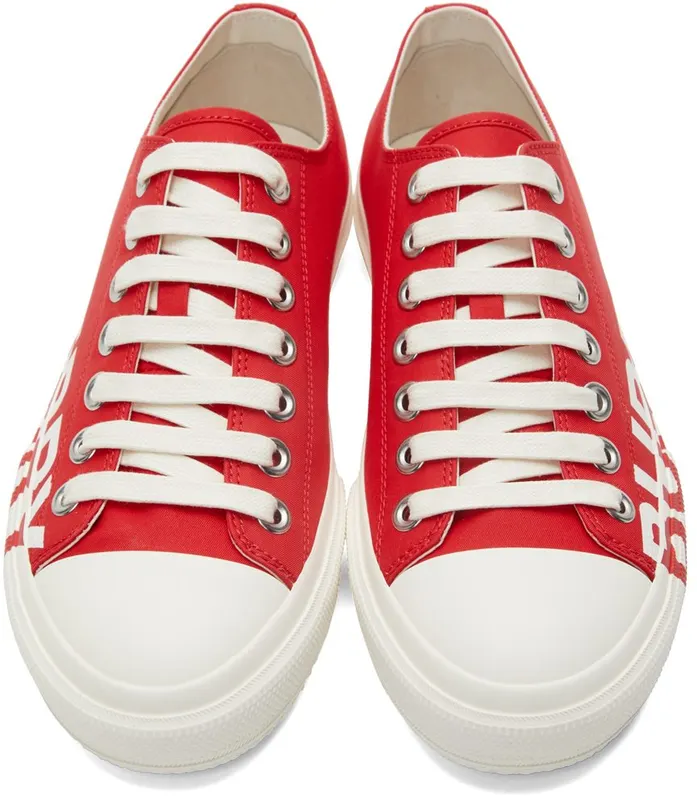 Burberry Gabardine Logo Print Low Sneakers (8045303)