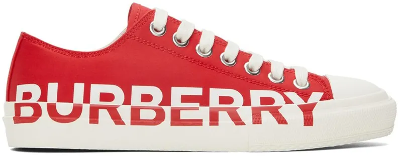 Burberry Gabardine Logo Print Low Sneakers (8045303)