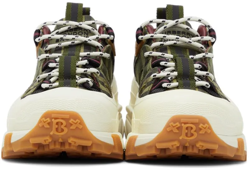Burberry Green & Burgundy Check Arthur Sneakers (8043099)
