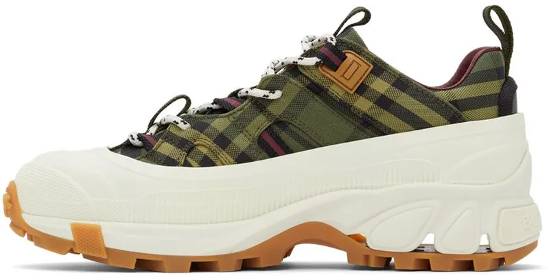 Burberry Green & Burgundy Check Arthur Sneakers (8043099)