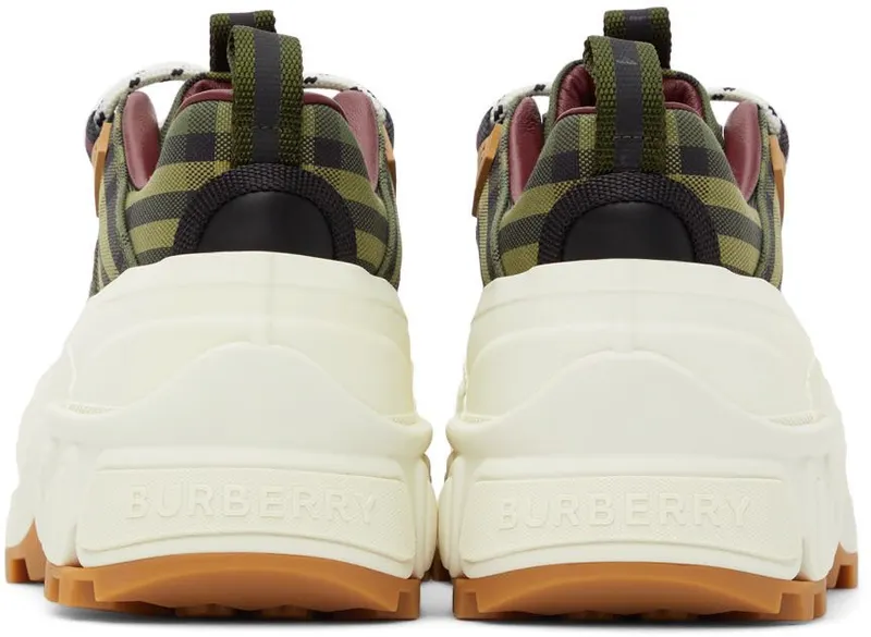 Burberry Green & Burgundy Check Arthur Sneakers (8043099)
