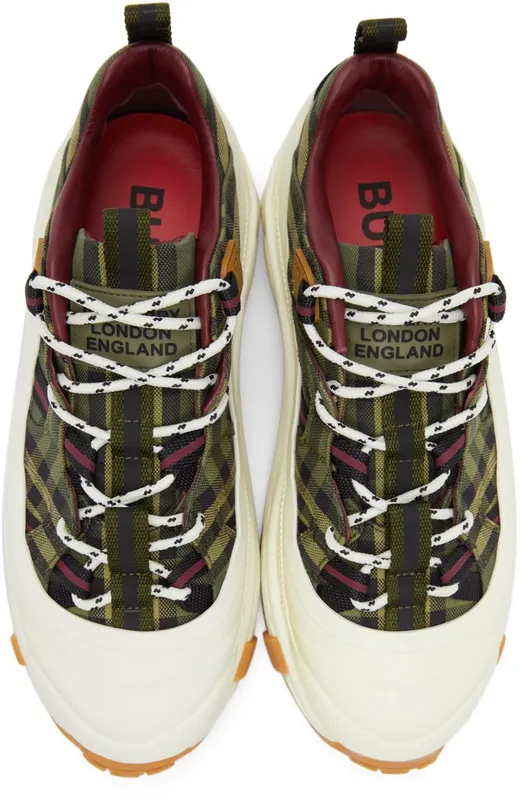Burberry Green & Burgundy Check Arthur Sneakers (8043099)