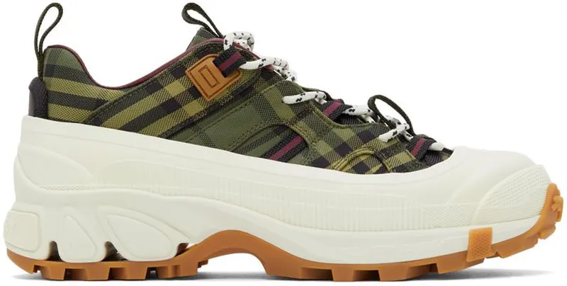 Burberry Green & Burgundy Check Arthur Sneakers (8043099)