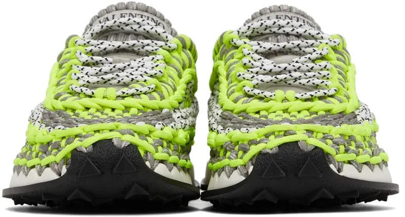 Valentino Garavani Green & Grey Crochet Sneakers (WY2S0E41ZXB)