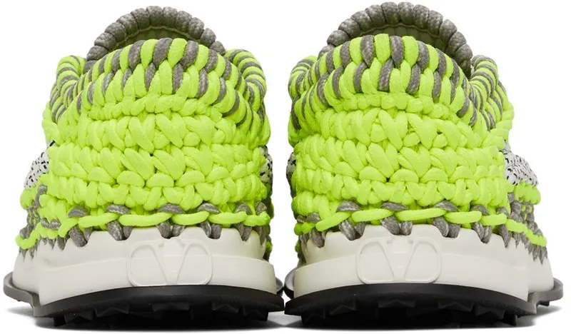 Valentino Garavani Green & Grey Crochet Sneakers (WY2S0E41ZXB)