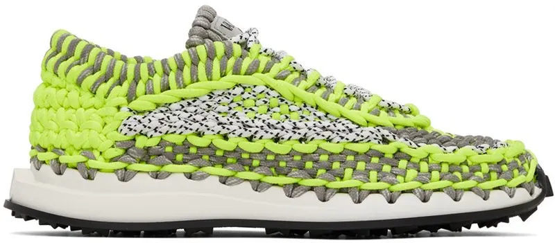 Valentino Garavani Green & Grey Crochet Sneakers (WY2S0E41ZXB)