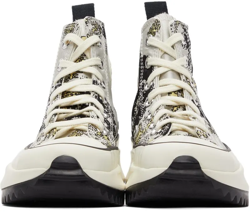 Converse Grey & Yellow Hybrid Floral Run Star Hike HiSneakers (171399C)