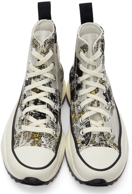 Converse Grey & Yellow Hybrid Floral Run Star Hike HiSneakers (171399C)