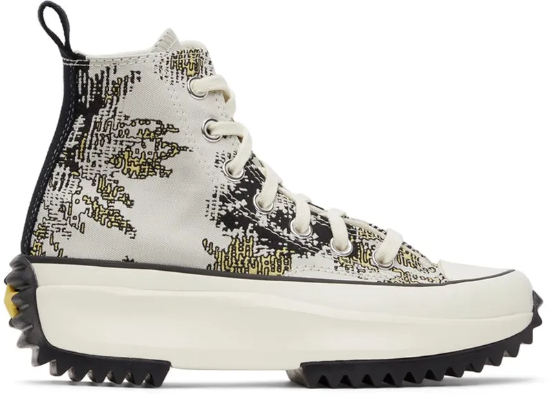 Converse Grey & Yellow Hybrid Floral Run Star Hike HiSneakers (171399C)