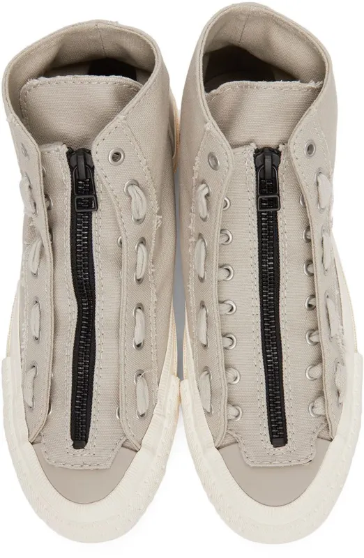 Regulation Yohji Yamamoto Grey Canvas Front Zip Sneakers (FM-E58-060)