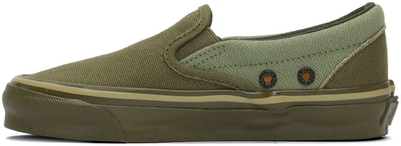 Vans Khaki Nigel Cabourn Edition OG Classic Slip-On LX Sneakers (VN0A45JK9TA)