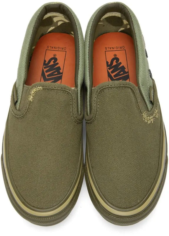 Vans Khaki Nigel Cabourn Edition OG Classic Slip-On LX Sneakers (VN0A45JK9TA)