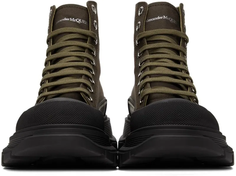 Alexander McQueen Khaki Tread Slick High Sneakers (604254W4L51)