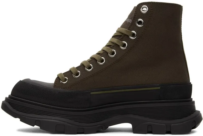 Alexander McQueen Khaki Tread Slick High Sneakers (604254W4L51)