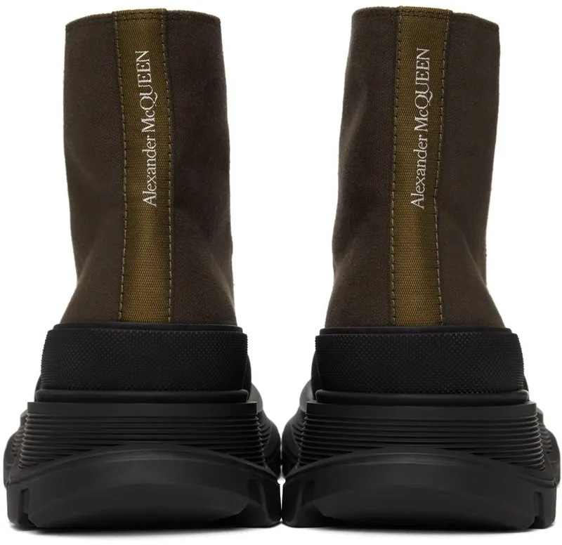 Alexander McQueen Khaki Tread Slick High Sneakers (604254W4L51)