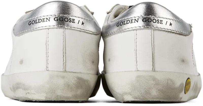 Golden Goose Kids White & Silver Old School Penstar Velcro Sneakers (GYF00224-F001979-10602)