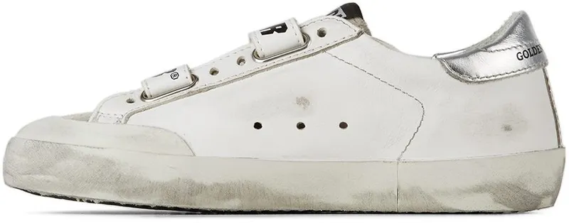 Golden Goose Kids White & Silver Old School Penstar Velcro Sneakers (GYF00224-F001979-10602)