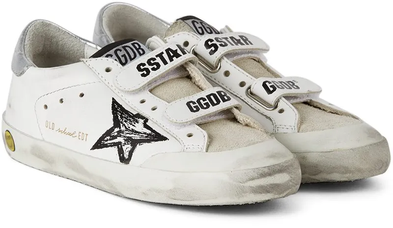 Golden Goose Kids White & Silver Old School Penstar Velcro Sneakers (GYF00224-F001979-10602)