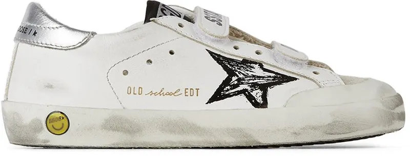 Golden Goose Kids White & Silver Old School Penstar Velcro Sneakers (GYF00224-F001979-10602)