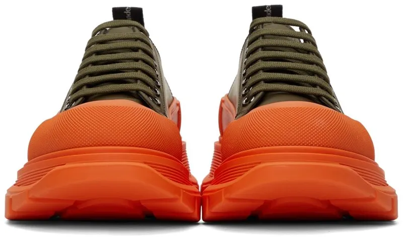 Alexander McQueen SSENSE Exclusive Green & Orange Tread Slick Low Sneakers (627225 WHYK3)