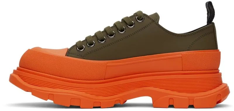 Alexander McQueen SSENSE Exclusive Green & Orange Tread Slick Low Sneakers (627225 WHYK3)