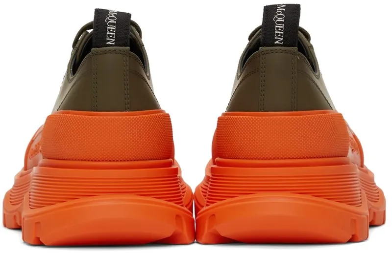 Alexander McQueen SSENSE Exclusive Green & Orange Tread Slick Low Sneakers (627225 WHYK3)