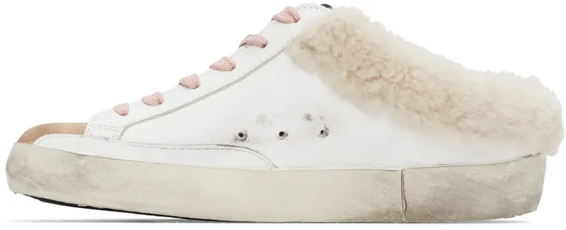 Golden Goose SSENSE Exclusive White & Brown Shearling Super-Star Sneakers (GWF00110.F000798.80194)