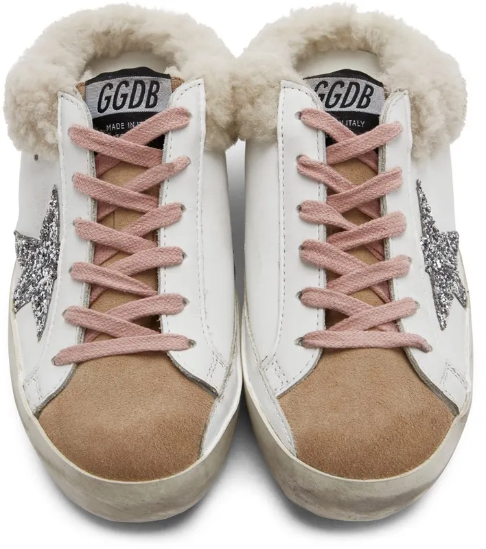 Golden Goose SSENSE Exclusive White & Brown Shearling Super-Star Sneakers (GWF00110.F000798.80194)