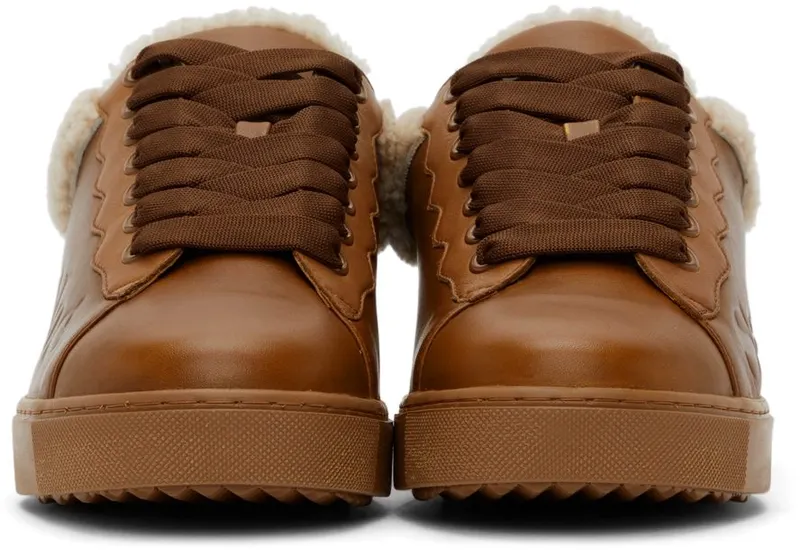 See by Chloé Tan Leather & Shearling Essie Sneaker (SB35191A 14280)