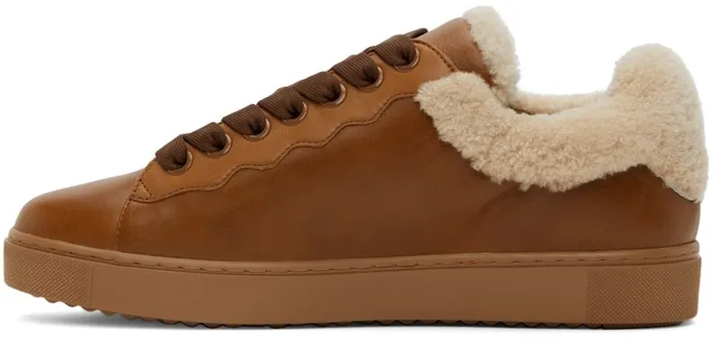 See by Chloé Tan Leather & Shearling Essie Sneaker (SB35191A 14280)